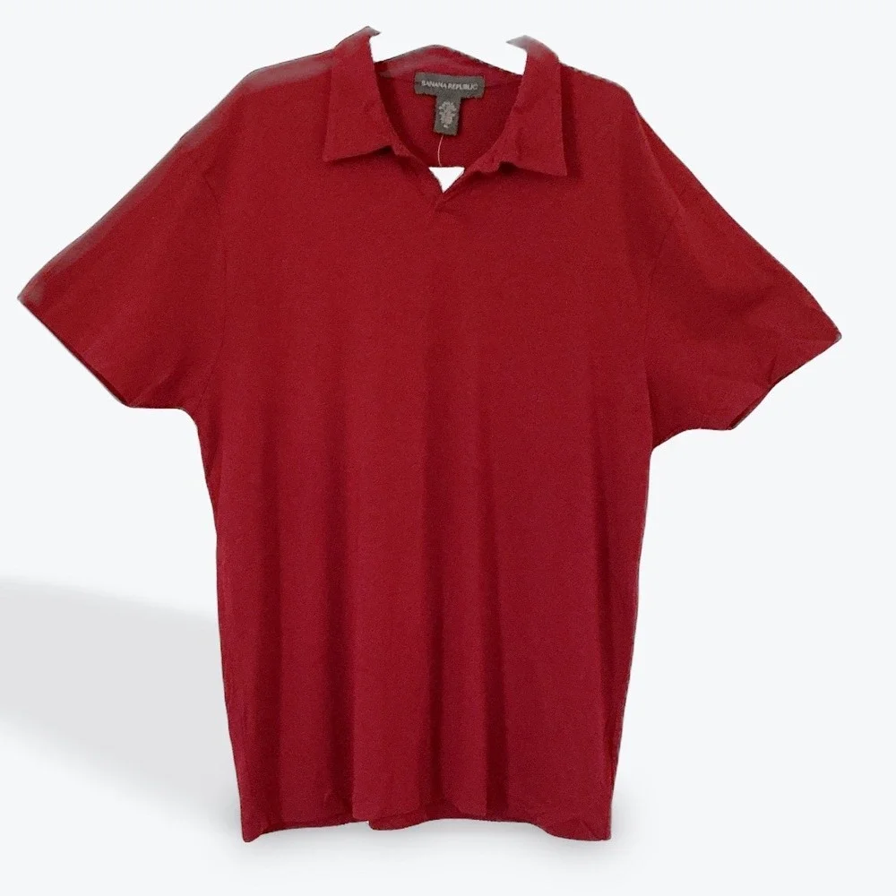 Banana Republic Mens XL Red Polo Shirt Short Sleeve Cotton Rayon Stretch NWT